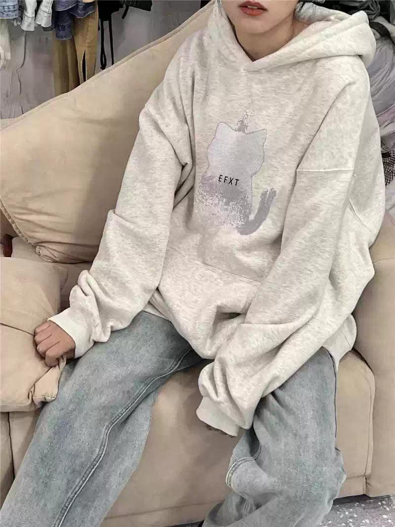 Mina Cat Silhouette Graphic Print Hoodie-korean-fashion-Hoodie-Mina's Closet-OH Garments