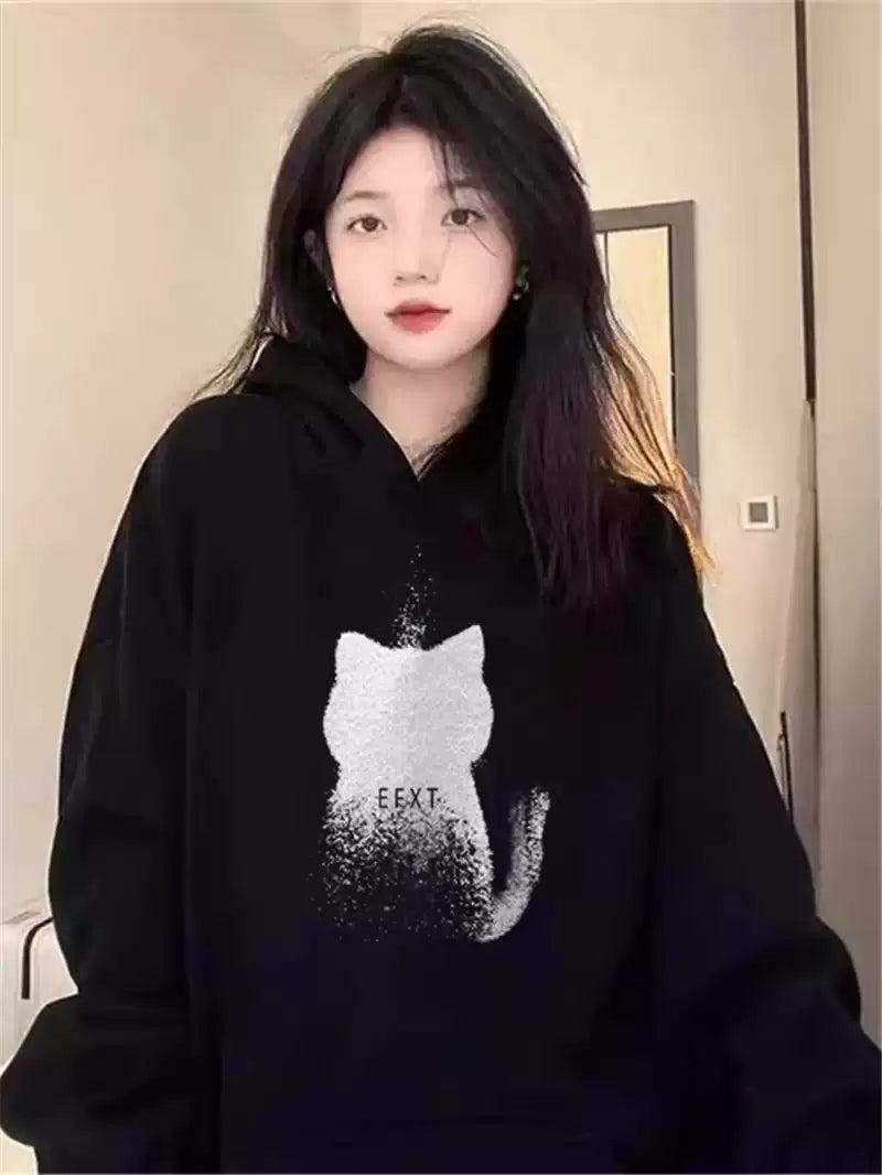 Mina Cat Silhouette Graphic Print Hoodie-korean-fashion-Hoodie-Mina's Closet-OH Garments