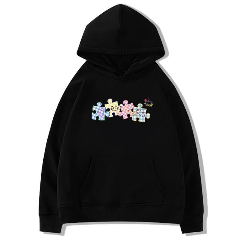 Mina Checkered Puzzle Pieces Hoodie-korean-fashion-Hoodie-Mina's Closet-OH Garments