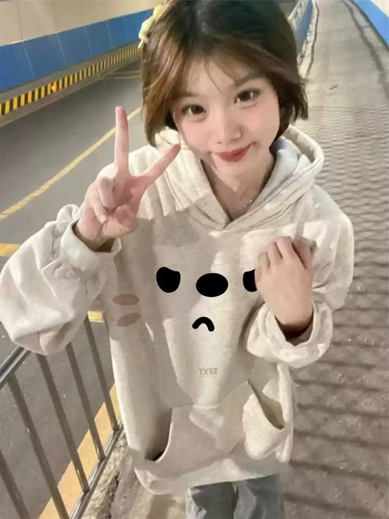 Mina Dog Face Sticker Hoodie-korean-fashion-Hoodie-Mina's Closet-OH Garments