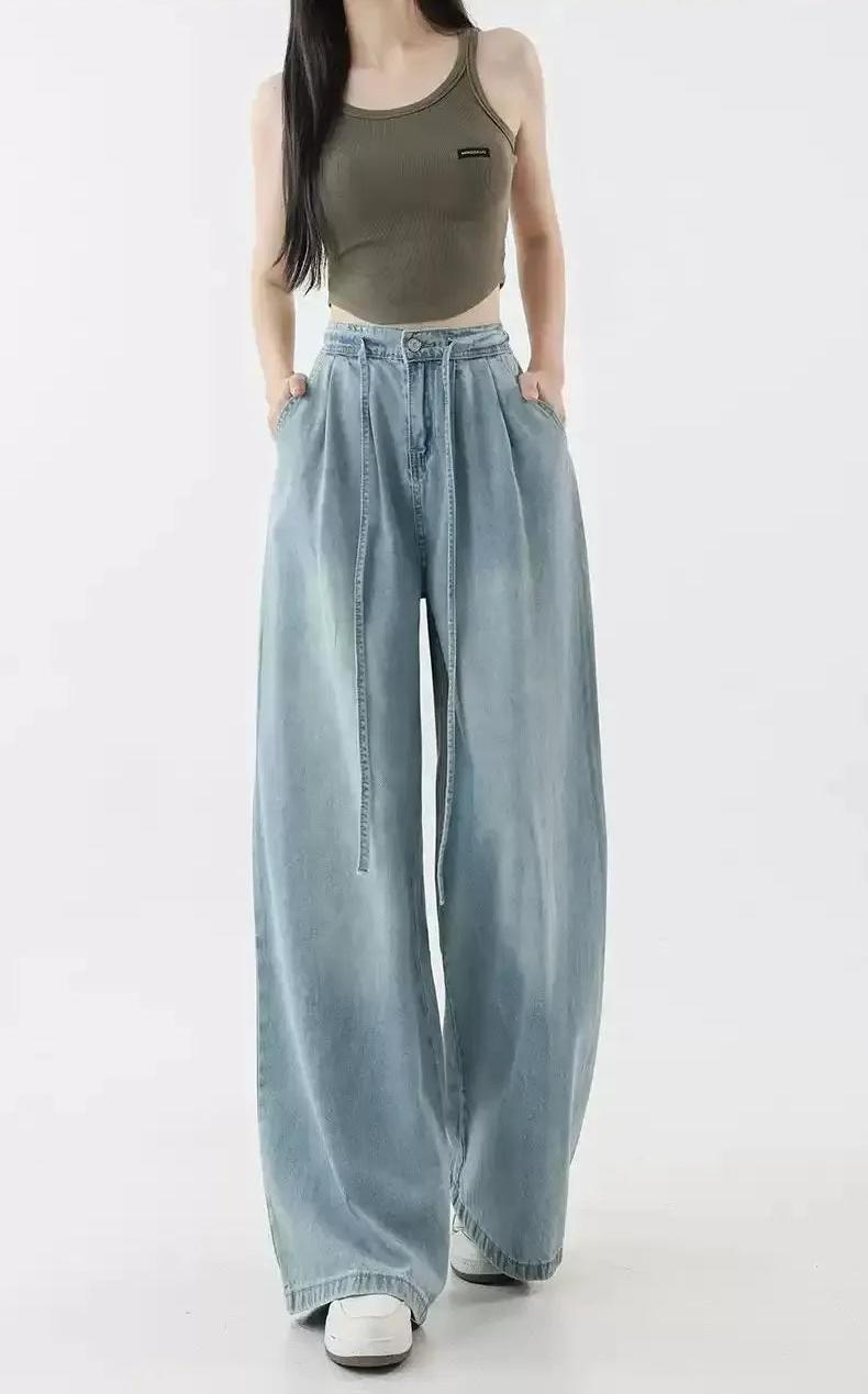 Mina Faded Drawstring Comfy Jeans-korean-fashion-Jeans-Mina's Closet-OH Garments