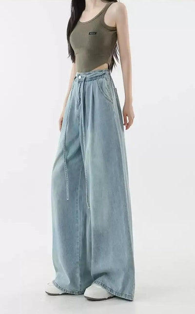 Mina Faded Drawstring Comfy Jeans-korean-fashion-Jeans-Mina's Closet-OH Garments