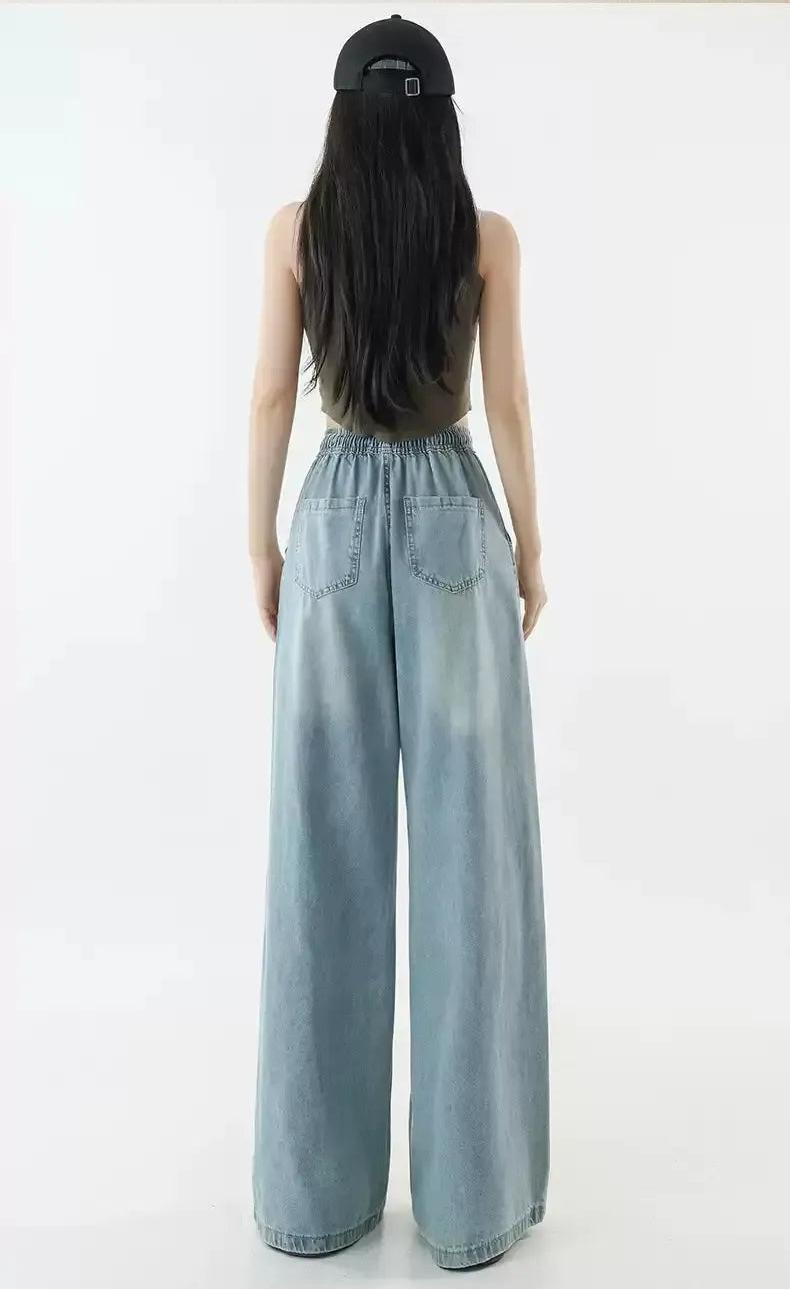 Mina Faded Drawstring Comfy Jeans-korean-fashion-Jeans-Mina's Closet-OH Garments