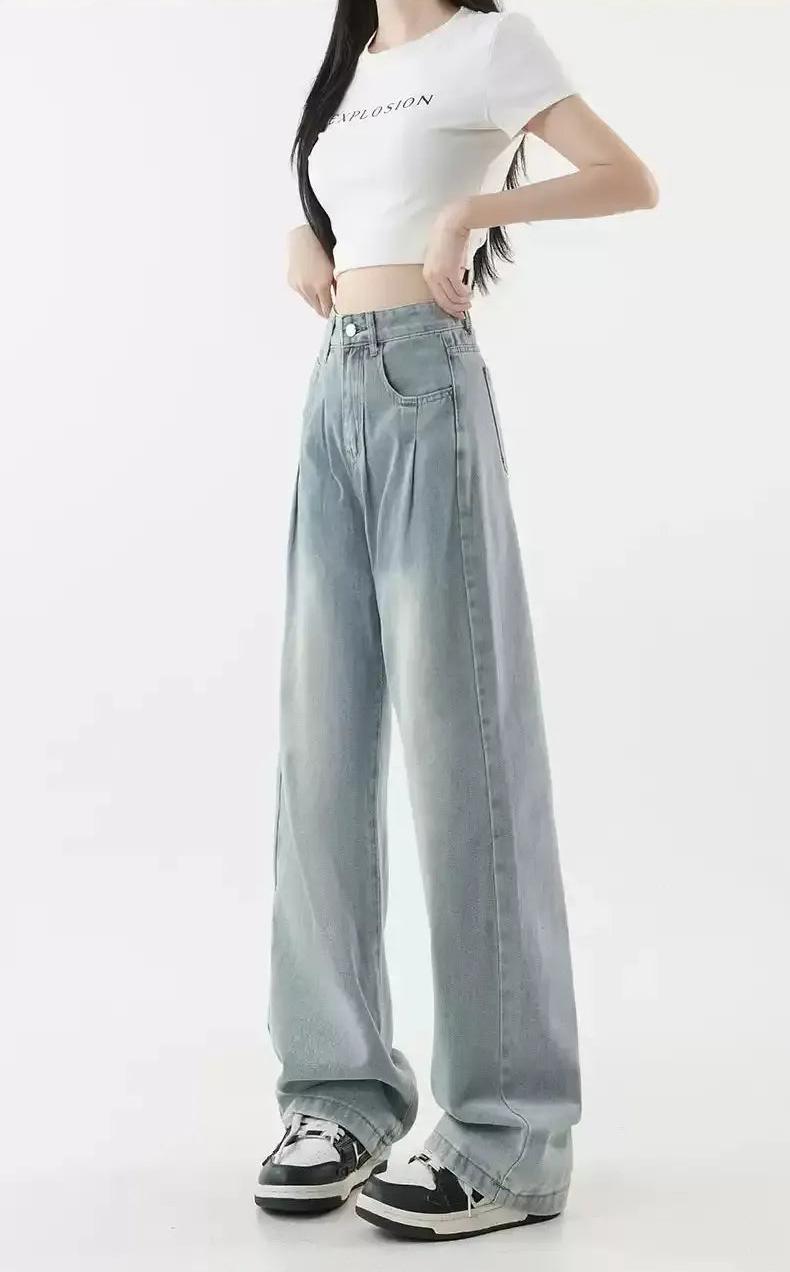 Mina Faded Pleated High Waist Jeans-korean-fashion-Jeans-Mina's Closet-OH Garments
