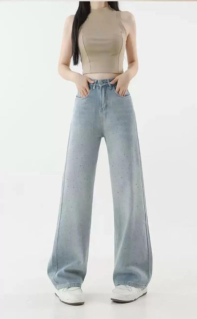 Mina Faded Stoned Flared Jeans-korean-fashion-Jeans-Mina's Closet-OH Garments