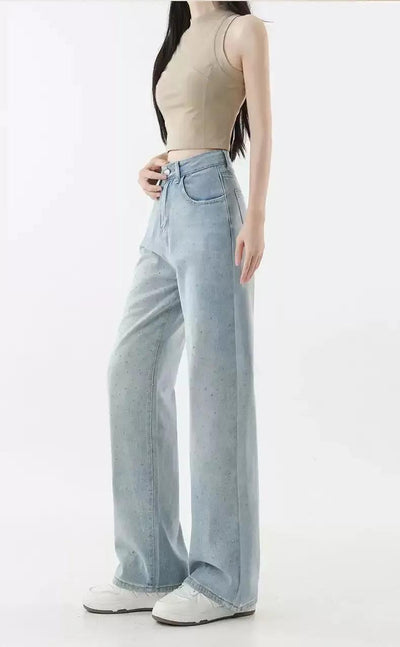 Mina Faded Stoned Flared Jeans-korean-fashion-Jeans-Mina's Closet-OH Garments