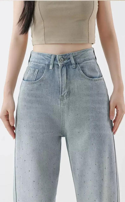 Mina Faded Stoned Flared Jeans-korean-fashion-Jeans-Mina's Closet-OH Garments
