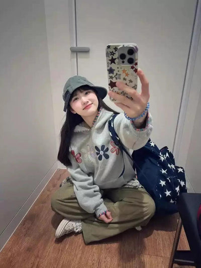 Mina Flower Embroidered Hoodie-korean-fashion-Hoodie-Mina's Closet-OH Garments