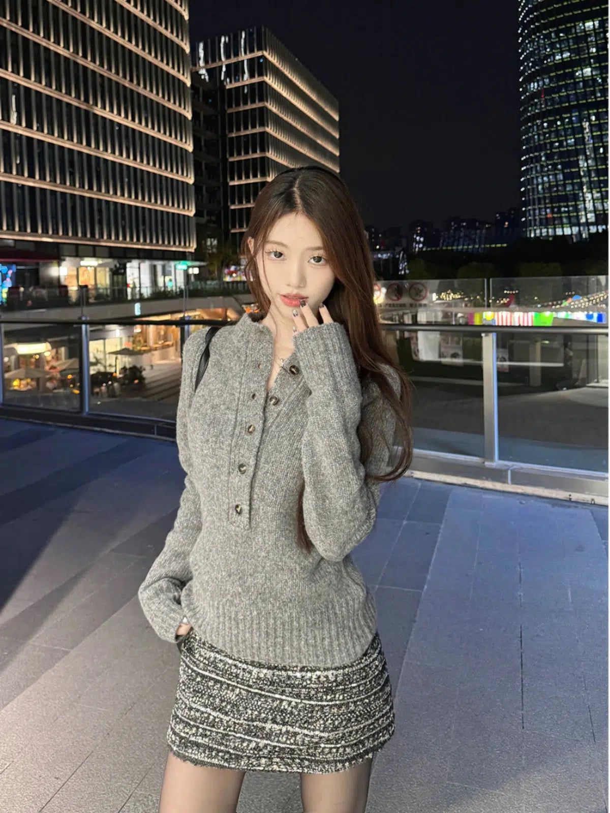 Mina Half-Buttoned Slim Sweater-korean-fashion-Sweater-Mina's Closet-OH Garments