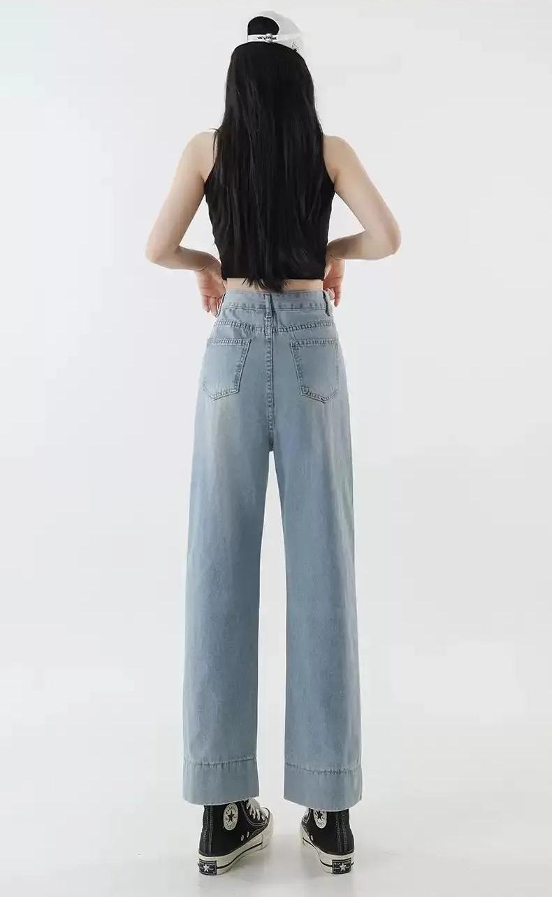 Mina High Waist Faded Straight Jeans-korean-fashion-Jeans-Mina's Closet-OH Garments