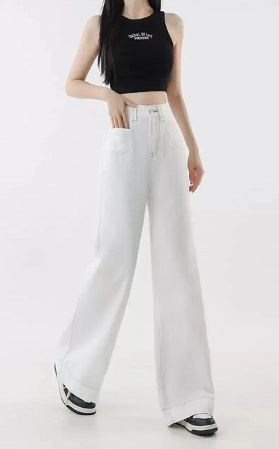 Mina High Waist Plain Flared Jeans-korean-fashion-Jeans-Mina's Closet-OH Garments