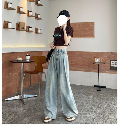 Mina High Waist Pleated Jeans-korean-fashion-Jeans-Mina's Closet-OH Garments