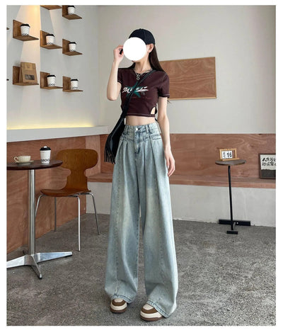 Mina High Waist Pleated Jeans-korean-fashion-Jeans-Mina's Closet-OH Garments