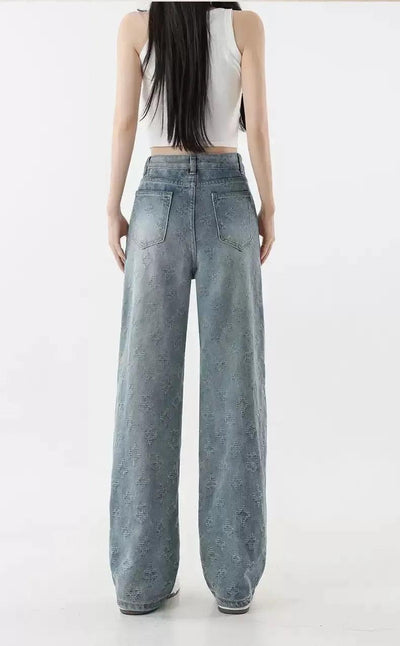 Mina High Waist Textured Jeans-korean-fashion-Jeans-Mina's Closet-OH Garments