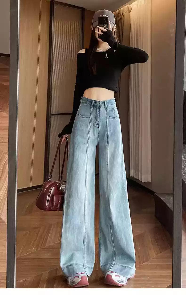 Mina High Waist Wide Jeans-korean-fashion-Jeans-Mina's Closet-OH Garments