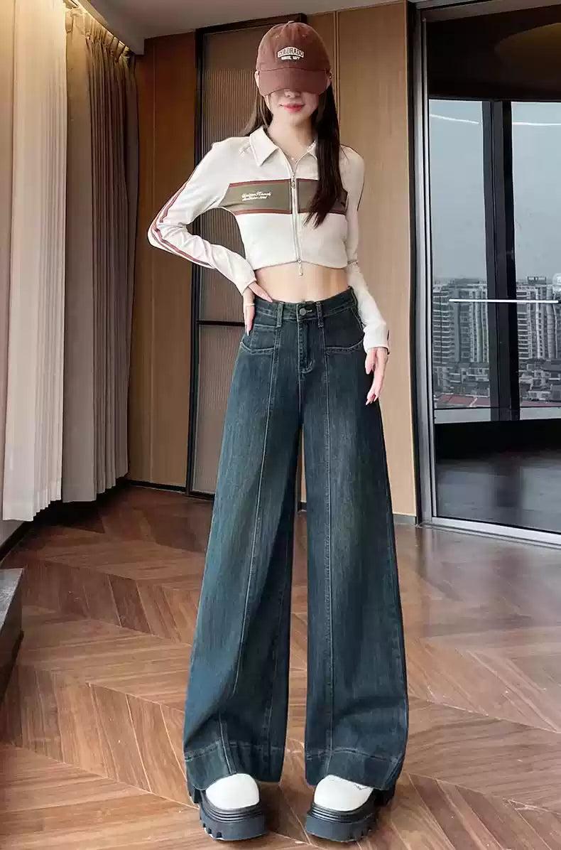 Mina High Waist Wide Jeans-korean-fashion-Jeans-Mina's Closet-OH Garments