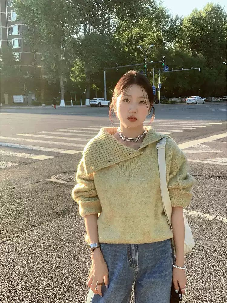 Mina Irregular Cut Plain Sweater-korean-fashion-Sweater-Mina's Closet-OH Garments