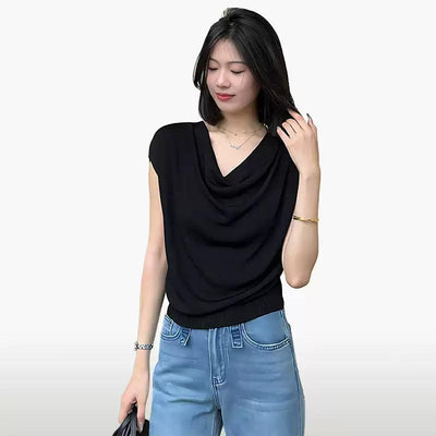 Mina Irregular Pleated Waist Blouse-korean-fashion-Blouse-Mina's Closet-OH Garments