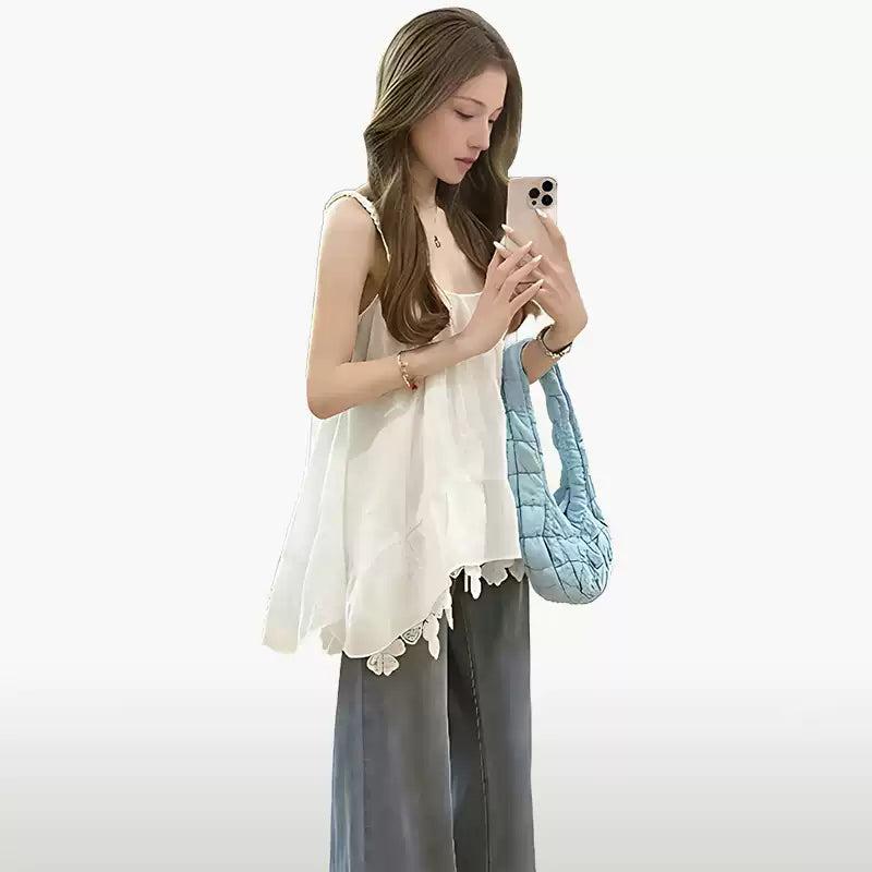 Mina Lace Hem Cami Blouse-korean-fashion-Camisole-Mina's Closet-OH Garments