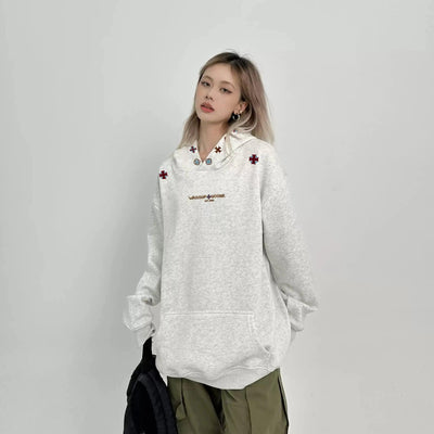 Mina Letter & Cross Embroidered Hoodie-korean-fashion-Hoodie-Mina's Closet-OH Garments
