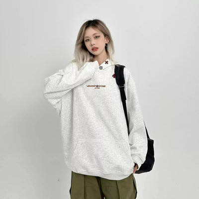 Mina Letter & Cross Embroidered Hoodie-korean-fashion-Hoodie-Mina's Closet-OH Garments