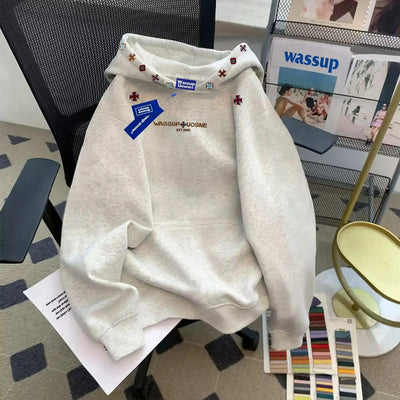 Mina Letter & Cross Embroidered Hoodie-korean-fashion-Hoodie-Mina's Closet-OH Garments