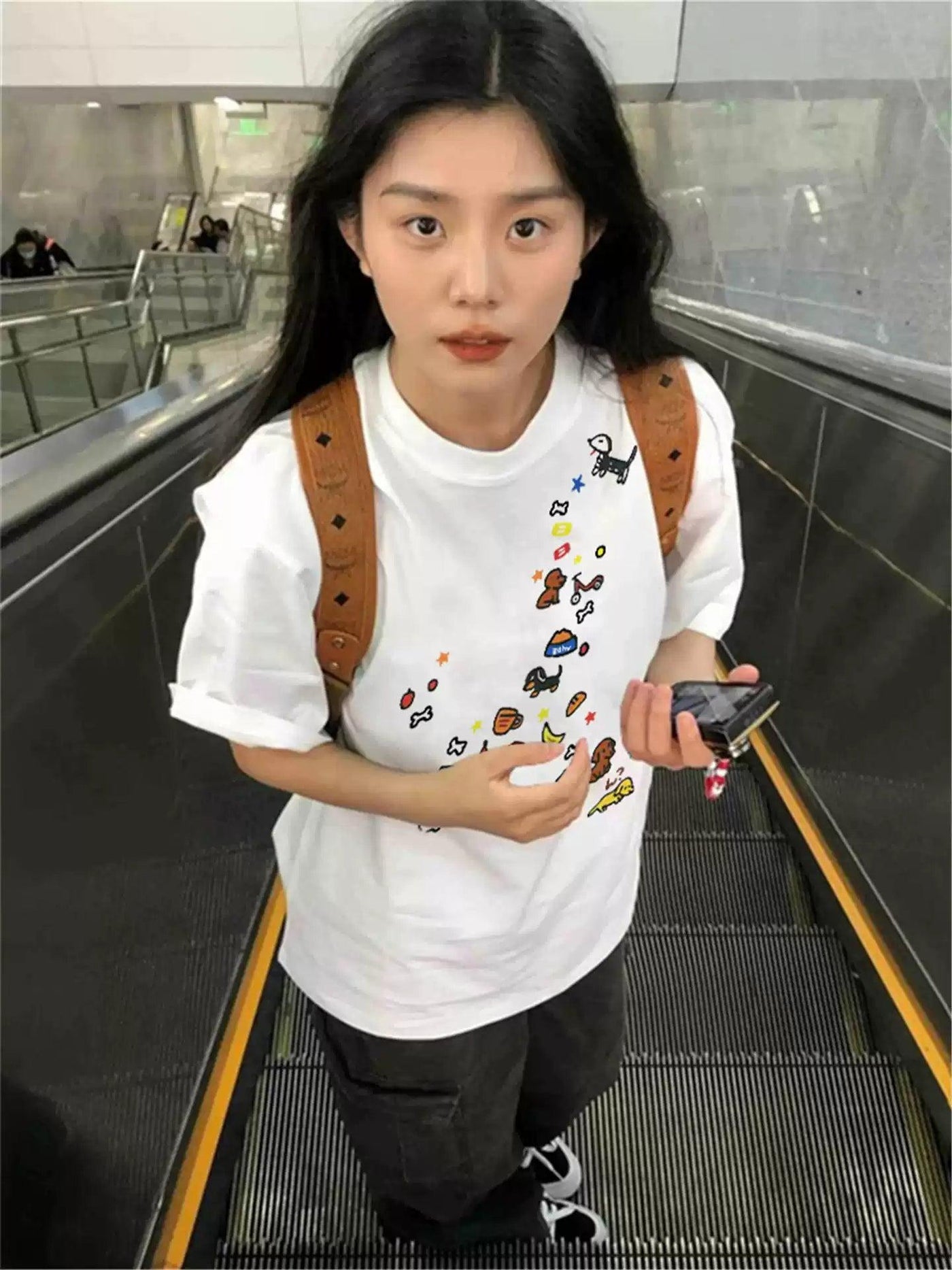 Mina Mini Stickers Print T-Shirt-korean-fashion-T-Shirt-Mina's Closet-OH Garments