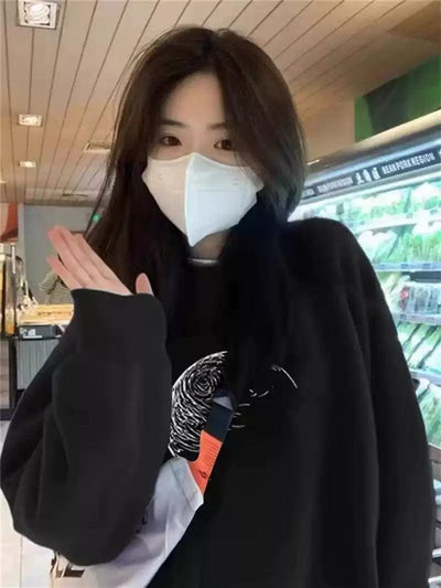 Mina Moon Outline Graphic Print Crewneck-korean-fashion-Crewneck-Mina's Closet-OH Garments