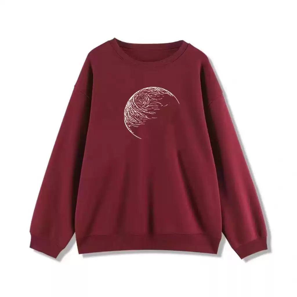 Mina Moon Outline Graphic Print Crewneck-korean-fashion-Crewneck-Mina's Closet-OH Garments