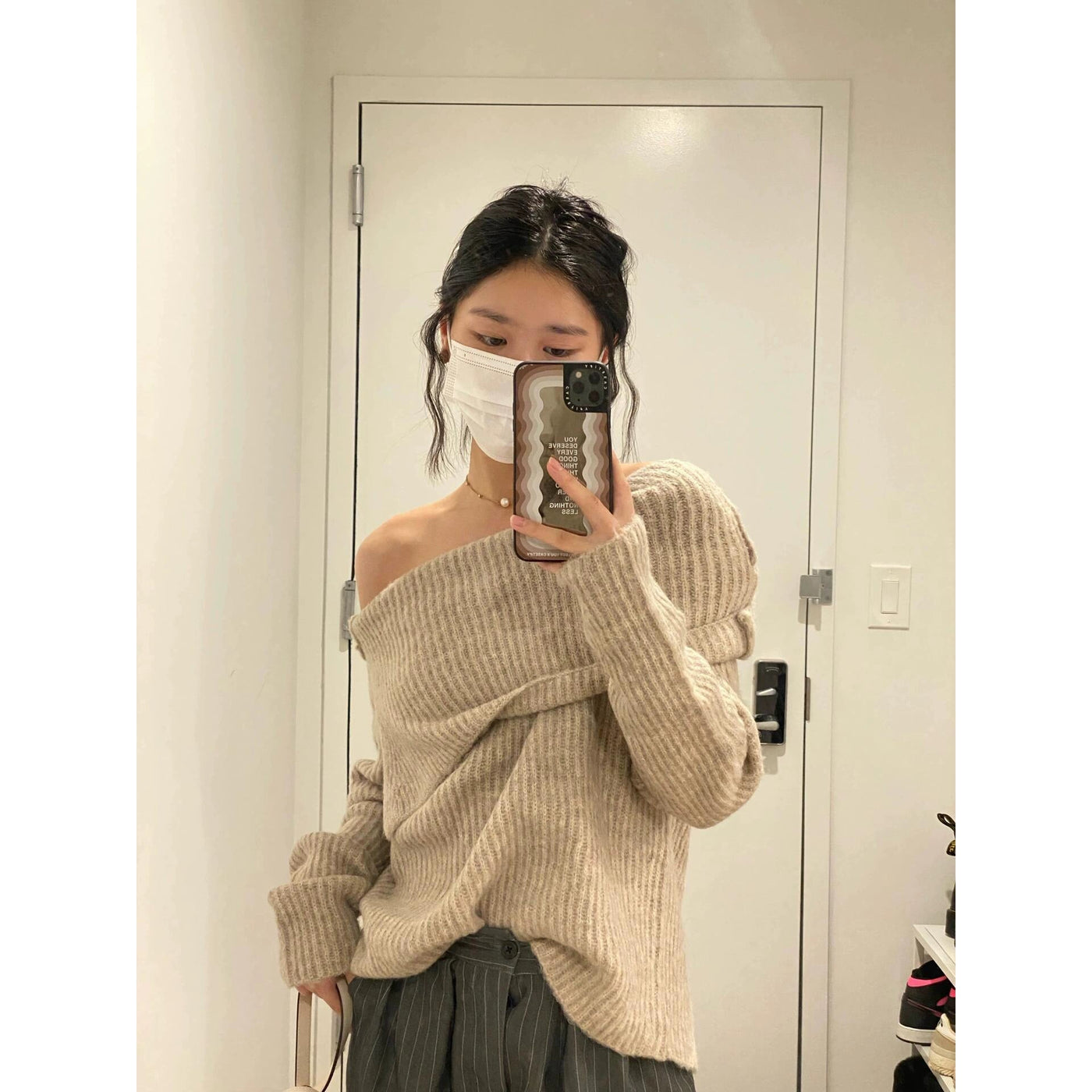 Mina Off Shoulder Comfy Sweater-korean-fashion-Sweater-Mina's Closet-OH Garments