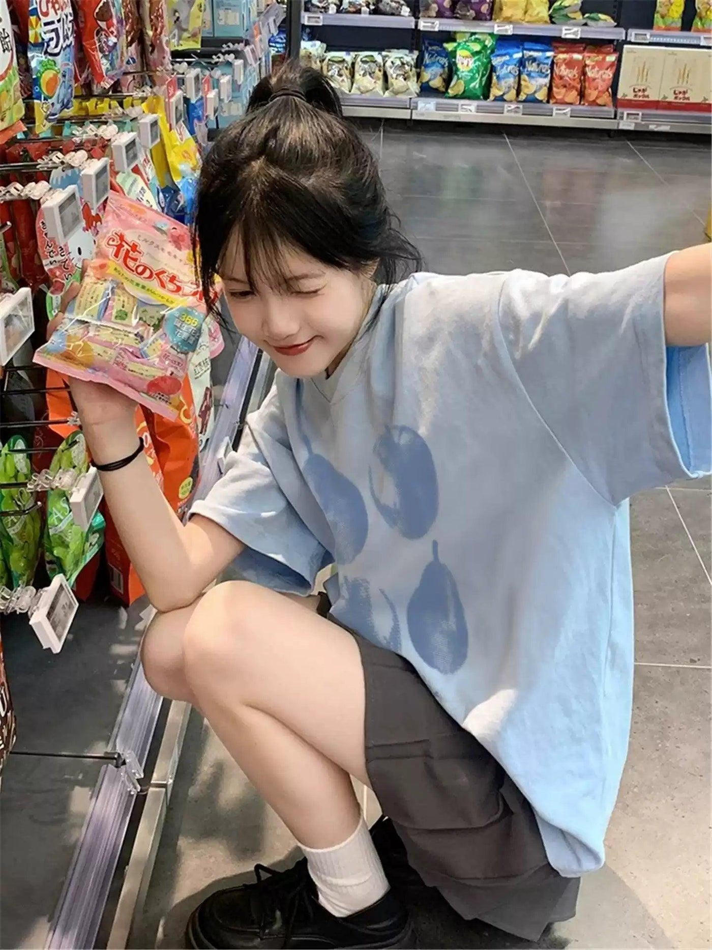 Mina Pears and Apples Print T-Shirt-korean-fashion-T-Shirt-Mina's Closet-OH Garments