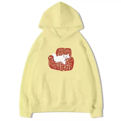 Mina Pet and Sofa Graphic Print Hoodie-korean-fashion-Hoodie-Mina's Closet-OH Garments