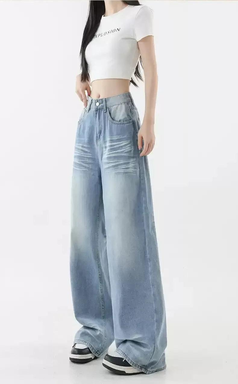 Mina Ripple Washed & Faded Jeans-korean-fashion-Jeans-Mina's Closet-OH Garments