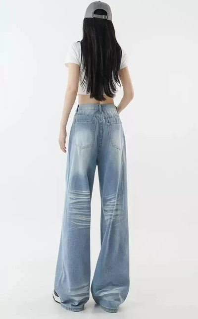 Mina Ripple Washed & Faded Jeans-korean-fashion-Jeans-Mina's Closet-OH Garments