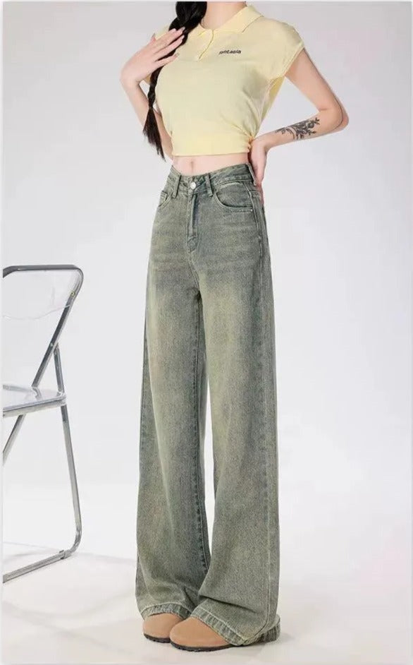 Mina Straight Leg Faded Jeans-korean-fashion-Jeans-Mina's Closet-OH Garments