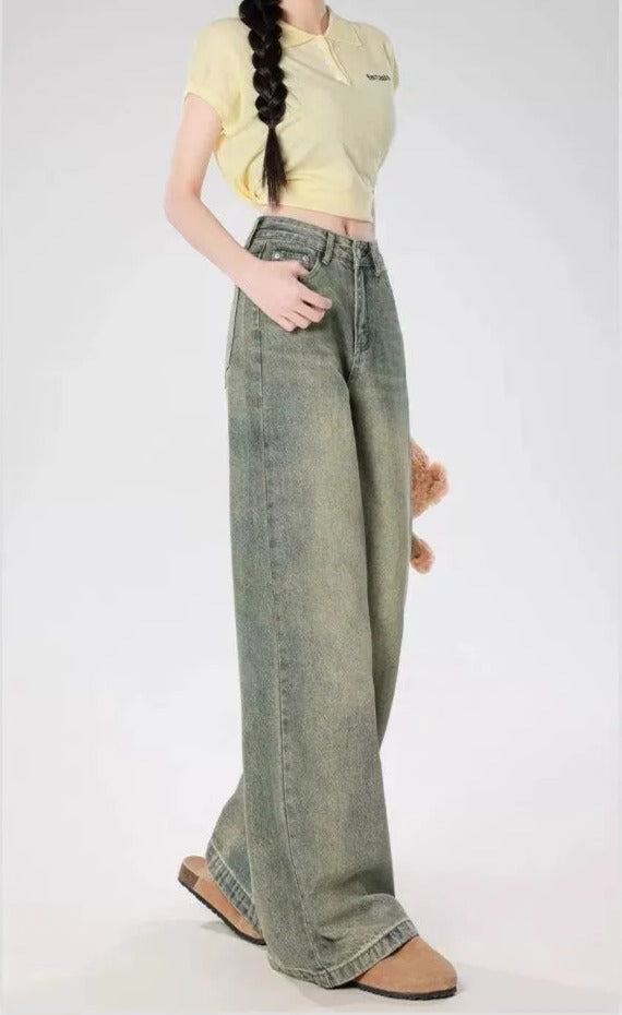 Mina Straight Leg Faded Jeans-korean-fashion-Jeans-Mina's Closet-OH Garments