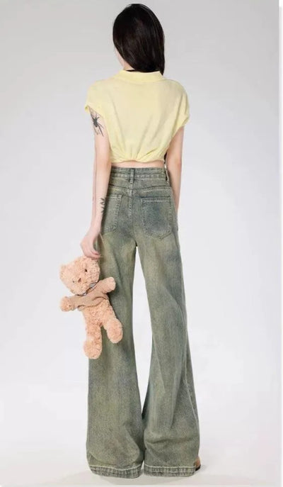 Mina Straight Leg Faded Jeans-korean-fashion-Jeans-Mina's Closet-OH Garments