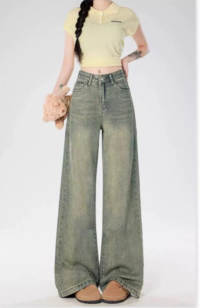 Mina Straight Leg Faded Jeans-korean-fashion-Jeans-Mina's Closet-OH Garments