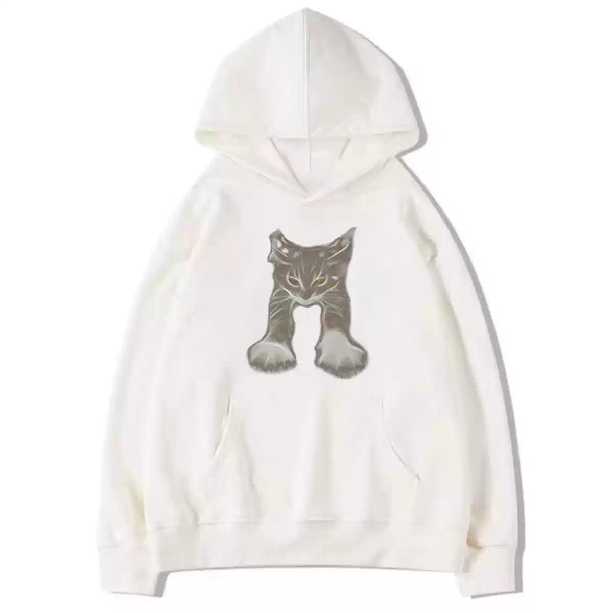 Mina Stretching Cat Graphic Print Hoodie-korean-fashion-Hoodie-Mina's Closet-OH Garments