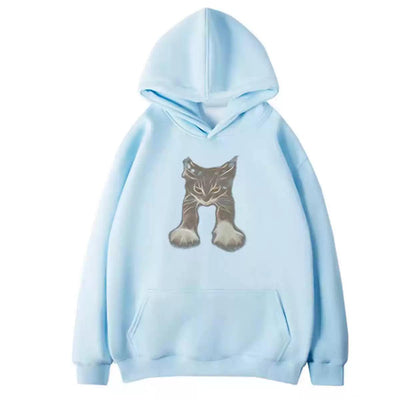 Mina Stretching Cat Graphic Print Hoodie-korean-fashion-Hoodie-Mina's Closet-OH Garments