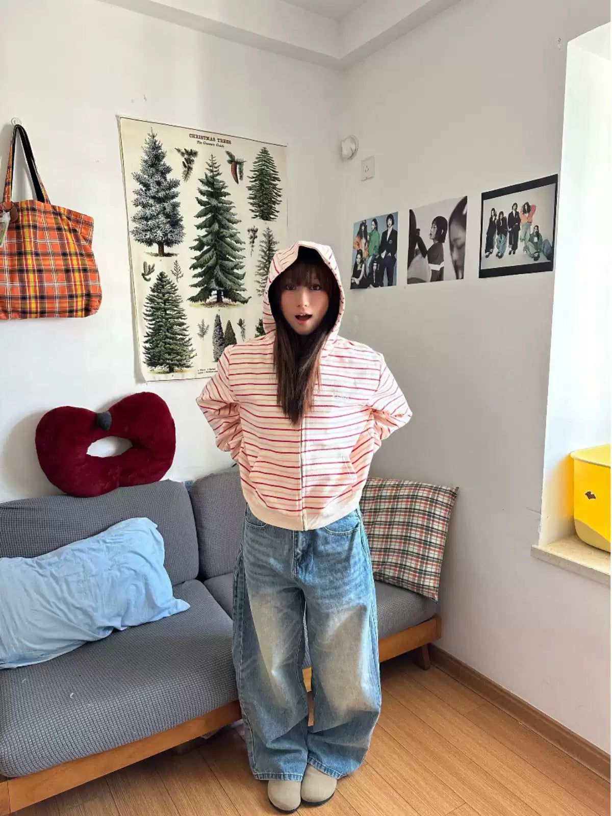 Mina Striped Kangaroo Pocket Hoodie-korean-fashion-Hoodie-Mina's Closet-OH Garments