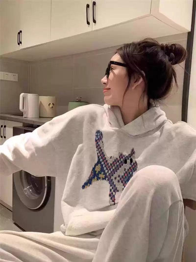 Mina Tribal Stitch Cat Hoodie-korean-fashion-Hoodie-Mina's Closet-OH Garments