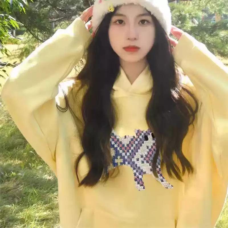 Mina Tribal Stitch Cat Hoodie-korean-fashion-Hoodie-Mina's Closet-OH Garments