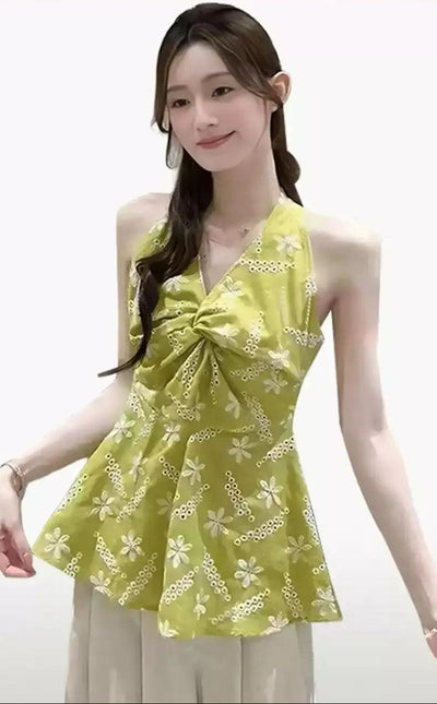 Mina Twisted Halter Neck Sleeveless Blouse-korean-fashion-Blouse-Mina's Closet-OH Garments