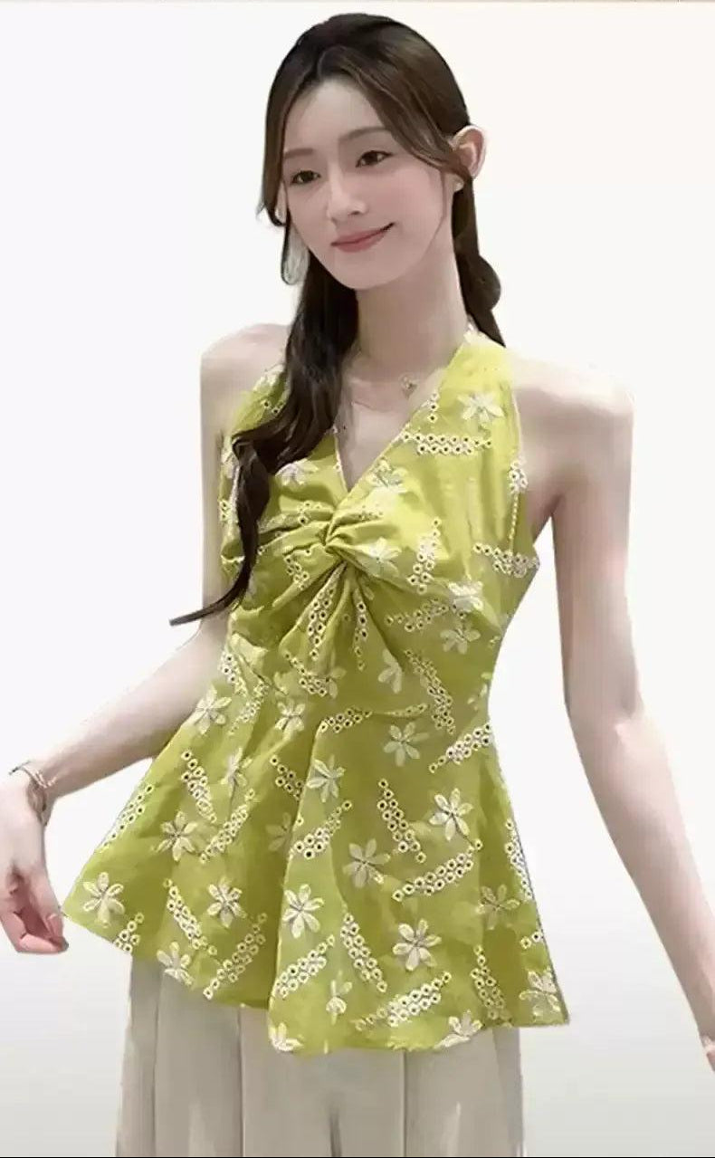 Mina Twisted Halter Neck Sleeveless Blouse-korean-fashion-Blouse-Mina's Closet-OH Garments