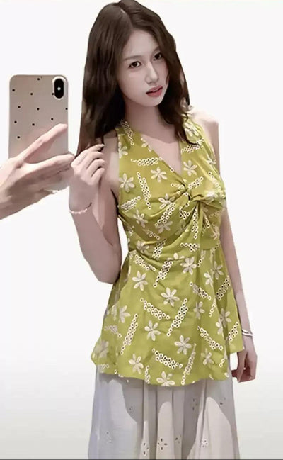 Mina Twisted Halter Neck Sleeveless Blouse-korean-fashion-Blouse-Mina's Closet-OH Garments