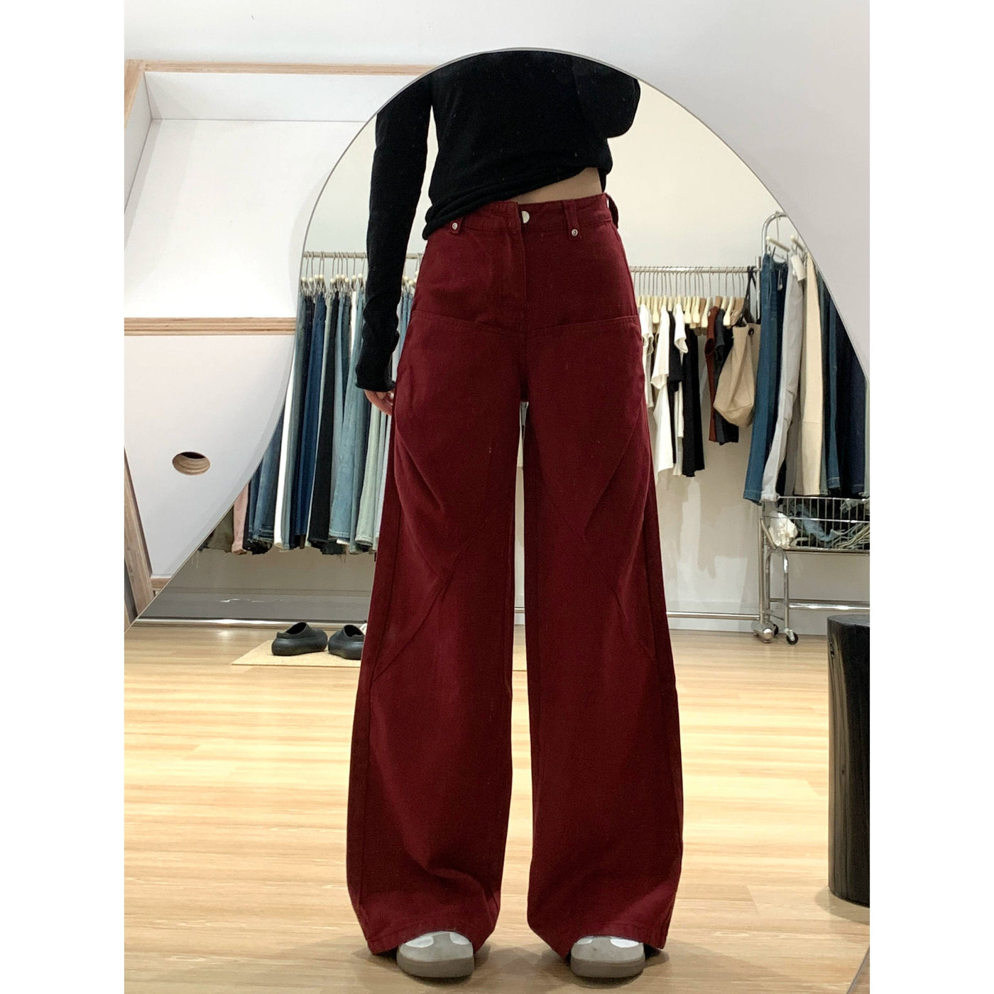 Mina Vintage Plain Bootcut Jeans-korean-fashion-Jeans-Mina's Closet-OH Garments