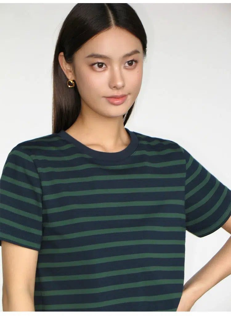 Neva Casual Striped Pattern T-Shirt-korean-fashion-T-Shirt-Neva's Closet-OH Garments