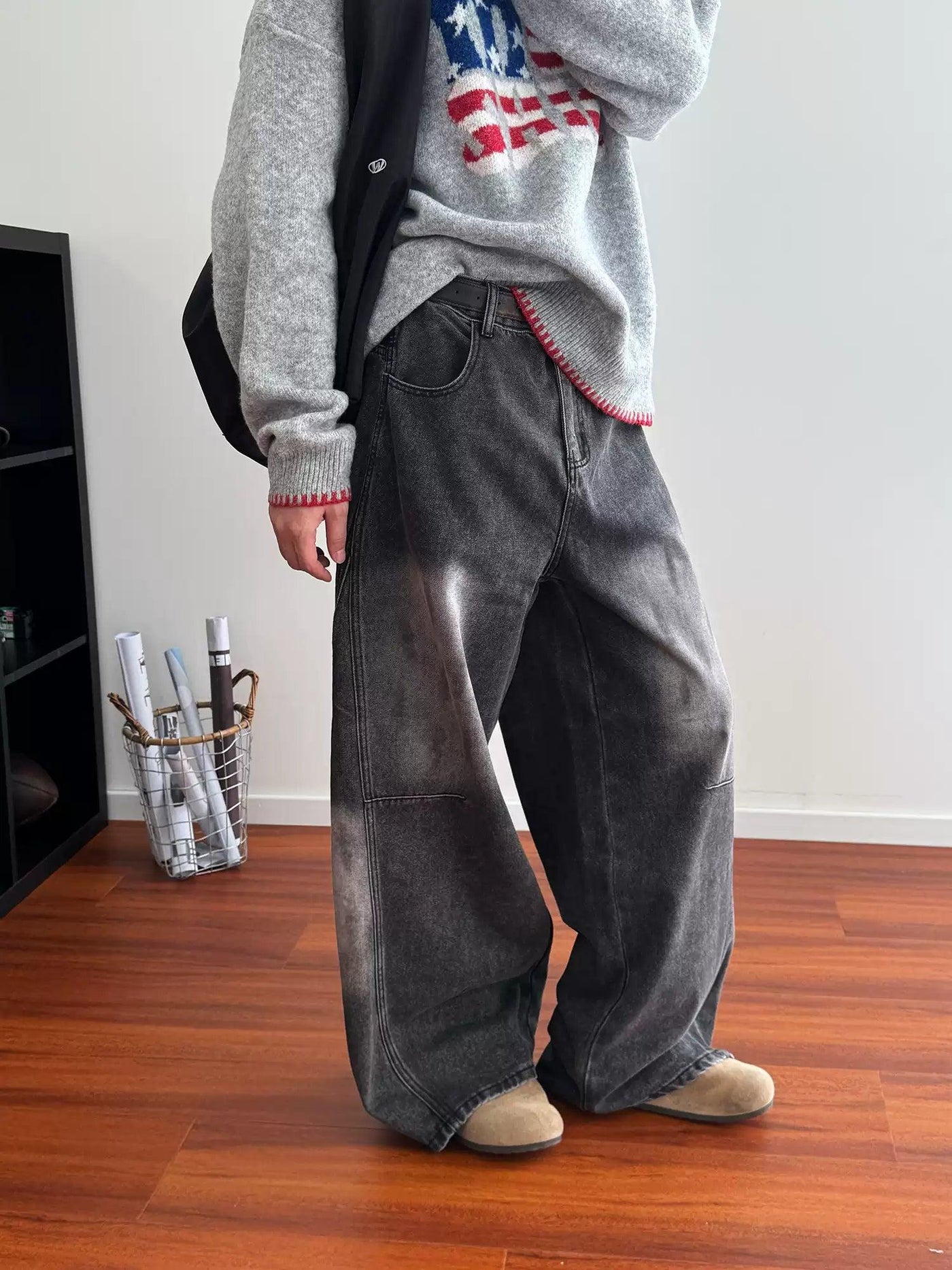 Nine Acid Washed Wide Leg Jeans-korean-fashion-Jeans-Nine's Closet-OH Garments