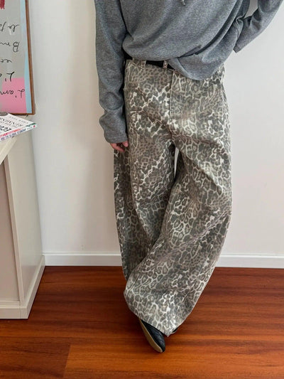 Nine Animal Print Regular Fit Jeans-korean-fashion-Jeans-Nine's Closet-OH Garments
